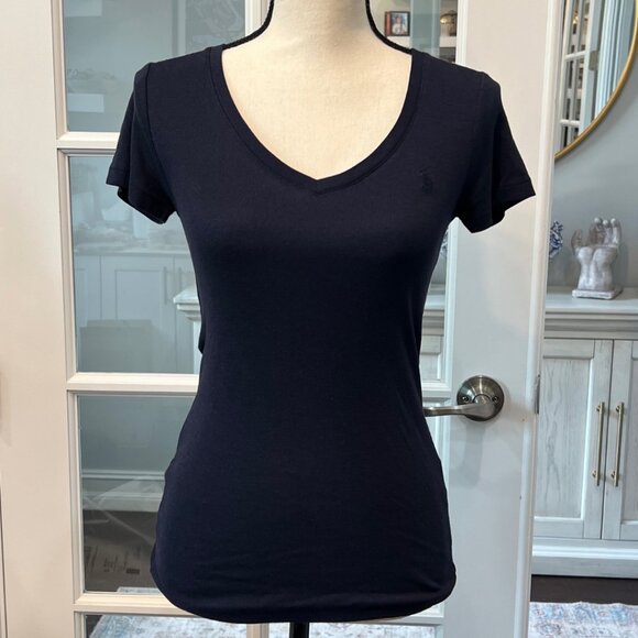 Ralph Lauren Black V Neck Cotton T-Shirt S - Picture 1 of 3